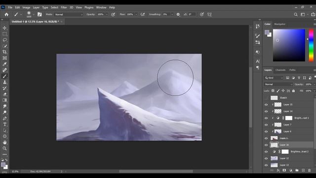 Winter Concept Art - Digital Painting in Photoshop (Time lapse) смотреть онлайн