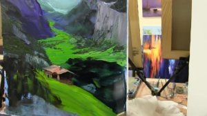 Игорь Сахаров, горный пейзаж маслом