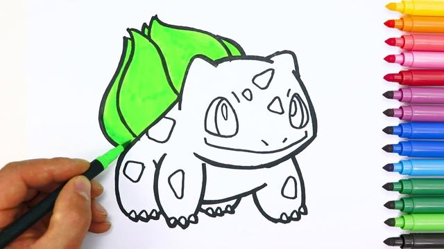 Pokemon Bulbasaur #001, Coloring and drawing for kids. Покемон Бульбазавр #001, Раскраски для детей смотреть онлайн