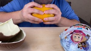ASMR Eating Kinder Surprise Egg Masha and The Bear Toys (Mukbang & Kinder Opening) Eating Sounds