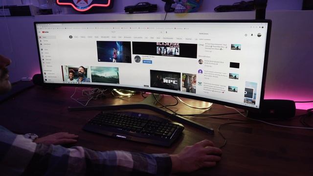Samsung 49" Super Ultrawide Curved Monitor unboxing plus Video test смотреть онлайн