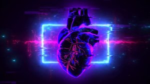 Cyberpunk Hi-Tech Glitchy Neon Heart Background video | Footage | Screensaver