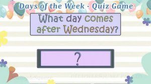 Quiz Days of the Week