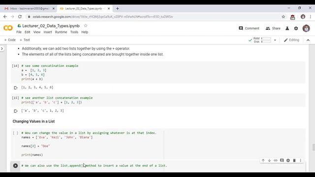 Python List data types 16