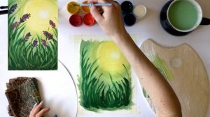 Как нарисовать ЛЕТО| Простые Шаги, как нарисовать Солнечную Поляну с Цветами???