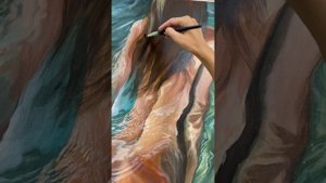 Как нарисовать волосы в воде акриловой краской и одной кистью