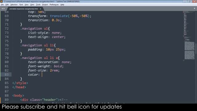 Responsive Navigation Bar with animated hamburger menu using html and css no js | csPoint