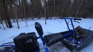 Мотобуксировщик толкач Альбатрос-XL8 в сильно сырой снег!
