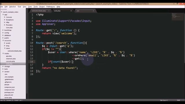 How to implement search functionality in Laravel.