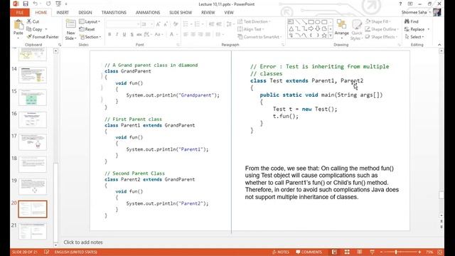 Object-Oriented Programming Theory+Lab 6 | Java Code,Multiple Inheritance, Diamond Problem, Solutio