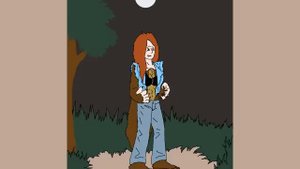 Female Werewolf Under The Moon