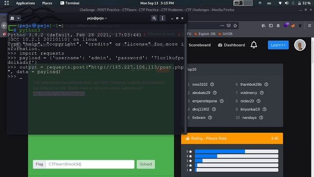 Post Practice-CTFlearn(ctf tutorial). How to send data via post method without html form (بالعربي) смотреть онлайн