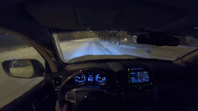 Toyota Land Cruiser V8 4.5 Night POV Drive In Snowstorm [4K]