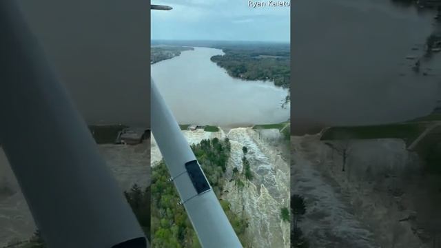 Wixom Lake Flows Over Collapsed Dam Wall || ViralHog