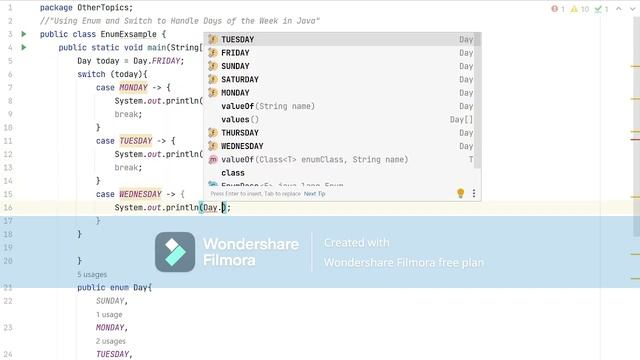 Using enum with switch Statement in Java