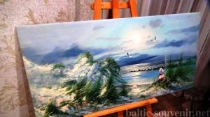 НА БЕРЕГУ МОРЯ, 120х60см, Картина маслом на холсте Союз художников ArtelKaluga Художественная Артель