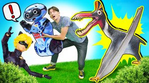 Распаковка РОБОТА - Видео для мальчиков - Супер Кот и Робот YCOO против Динозавра