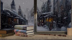 HARRY POTTER AMBIENCE | Snow on Diagon alley | Crackling Fireplace Ambience | Hogwarts atmosphere