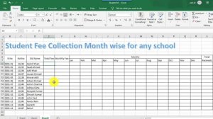 How to Create Monthly Student Fee Collection Sheet in Excel 2019 | Maintain student fee in Excel