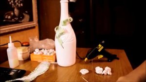 Декор свадебной бутылки (wedding decor bottle). DIY