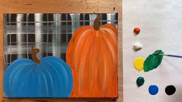 EP36- 'Pumpkins and Plaid' easy acrylic pumpkin painting tutorial step-by-step fall pumpkin paintin смотреть онлайн