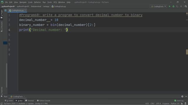 Convert Decimal To Binary | Program 60 | Solutions For Python 100 Exercises | CodingFacts