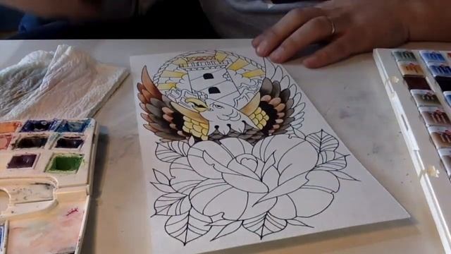 Neotraditional Tattoo Flash TIME LAPSE смотреть онлайн