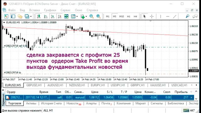 Валютная пара EUR/USD FOREX(Форекс). 14.02.2017.Intraday на новостях. смотреть онлайн