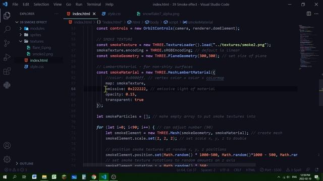 16a How to make smoke effect three.js