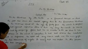 English Class -12  Poetry  [ On His Blindness  ] By Anita Mam