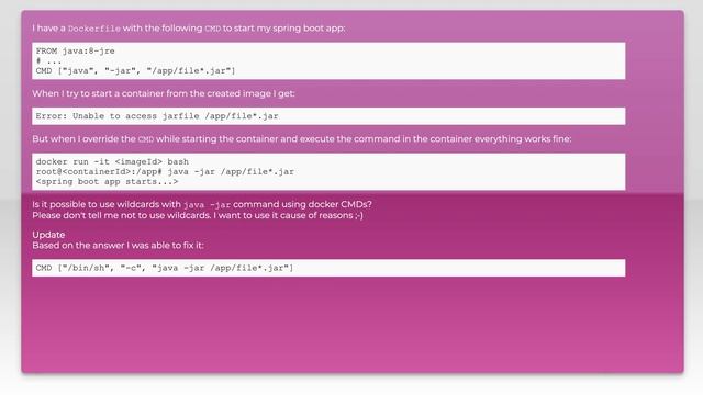 Why does wildcard for jar execution not work in docker CMD? смотреть онлайн