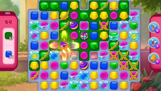 HomeScapes Level 199 no boosters (10 moves)