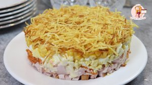 Салат с КОПЧЕНОЙ КУРИЦЕЙ и КОРЕЙСКОЙ МОРКОВКОЙ. Рецепт СЛОЕНОГО САЛАТА с секретным ингредиентом