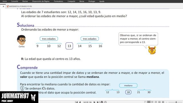 Matemática 6°Grado Unidad 7 Clase 2.2 Mediana de una cantidad impar de datos-El Salvador смотреть онлайн