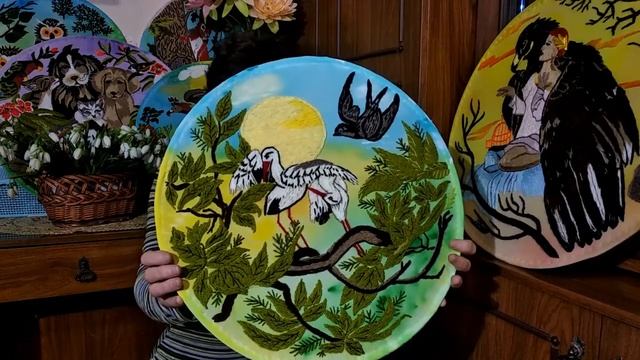 Ручная вышивка гладью - ЛАСТОЧКА И ЖУРАВУШКА - hand embroidery