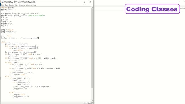 Coding for Kids - Making Games in Pygame - Changing Background Picture in Pygame