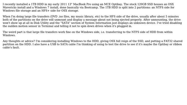 Apple: 2nd HDD in Early 2011 MacBook Pro ejects during large file transfers, but only in OSX смотреть онлайн