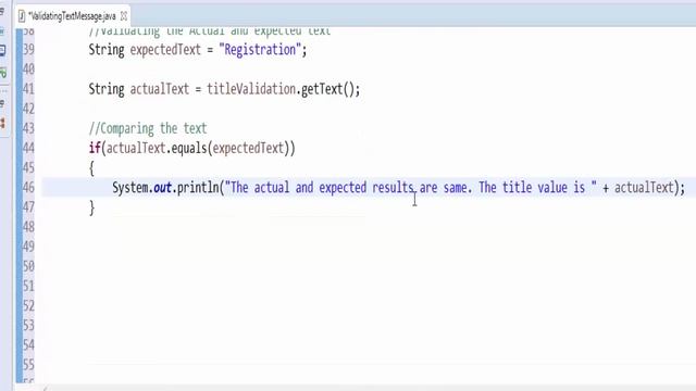 Selenium Tutorials for Beginners : 19. How to Validate the Text Message with example ?