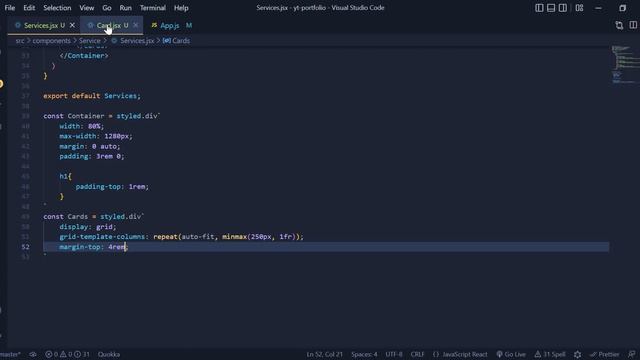 Part - 3 build responsive service cards using React js and styled-components 2022