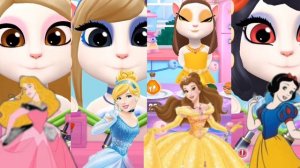 who Will Prevail: Princess Aurora Vs  Cinderella Vs Princess Belle Vs Snow white My Talking Angela