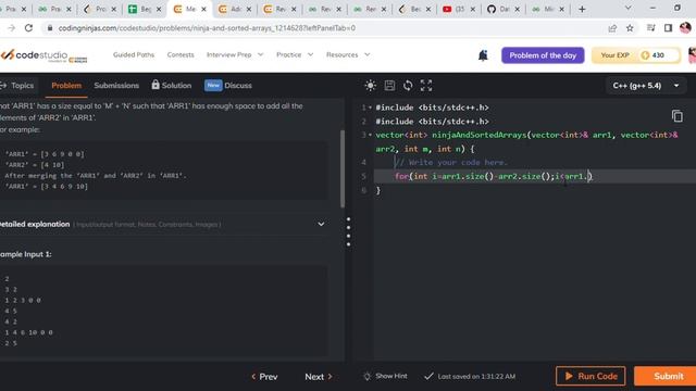 Merge Two Sorted Arrays   Coding Ninjas Codestudio
