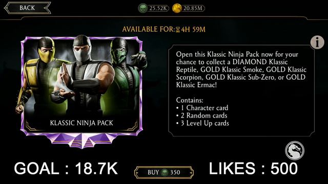 MK Mobile Pack Opening. Can We Get Klassic Jade from Klassic Ninja Pack. MKX Klassic Ninja Pack
