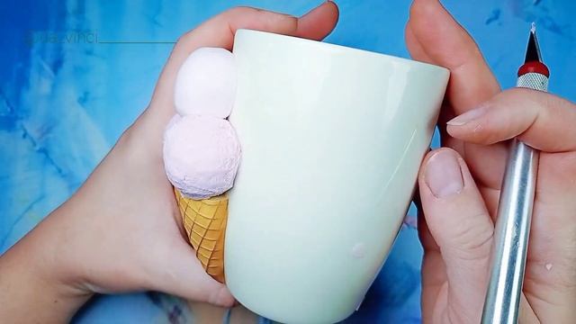 Мороженое из полимерной глины | как слепить вафельный рожок мороженое | рожок из полимерной глины