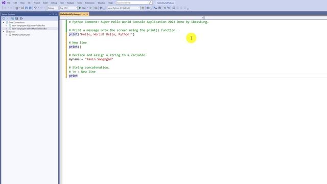 Visual Studio 2022: Python Tutorial : Hello World Console Application смотреть онлайн