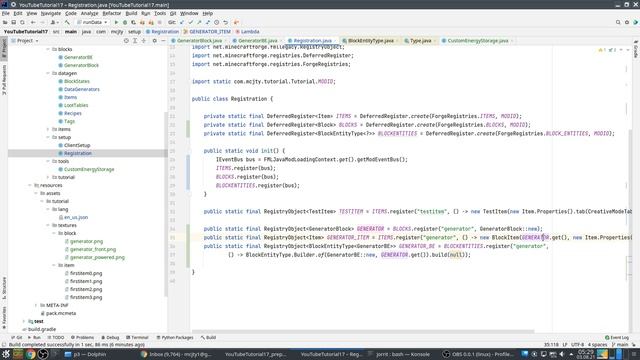 Forge 1.17.1 Modding Tutorial: Part 3 (making a power generator) смотреть онлайн