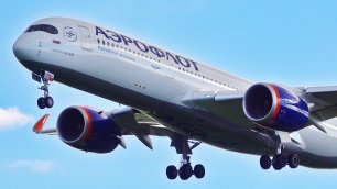 Шереметьево: посадка Airbus A350 крупным планом и Ан-72, взлёт Boeing 777 авиакомпании "Россия"