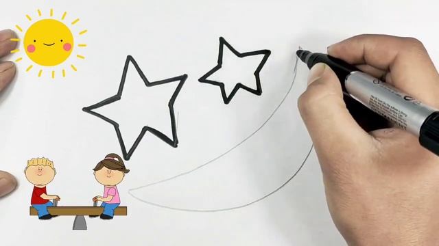 How to draw Cute Moon for kids/ как нарисовать Луна /сурет салу ай/ Art for kids hub /easy drawing смотреть онлайн