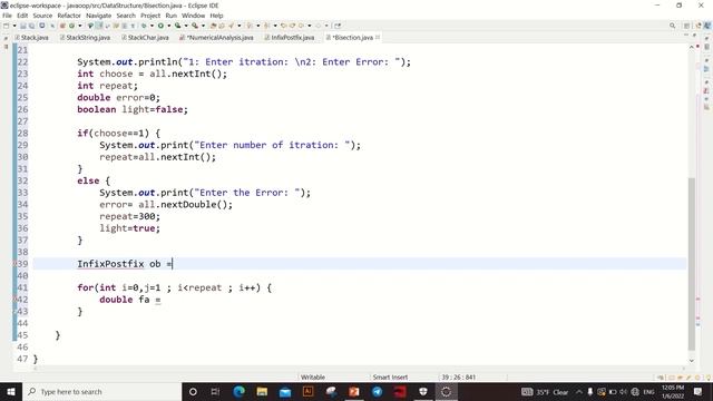 Bisection Method in java