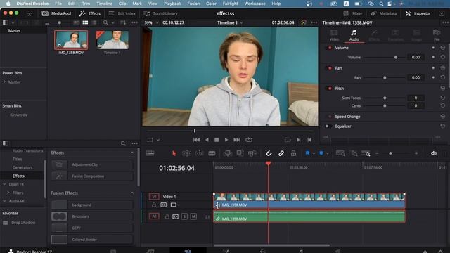 Как отделить звук от видео в DaVinci Resolve