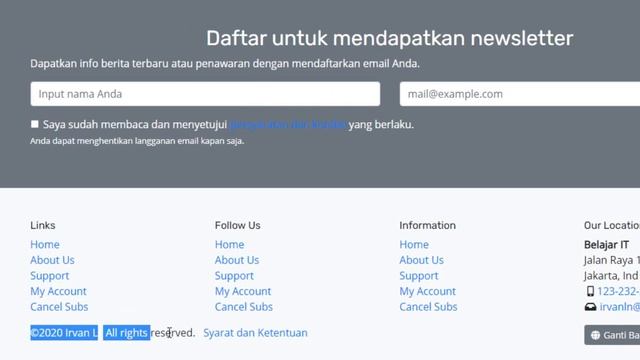 Bootstrap 4 Landing Page in Bahasa : Footer Section Design смотреть онлайн